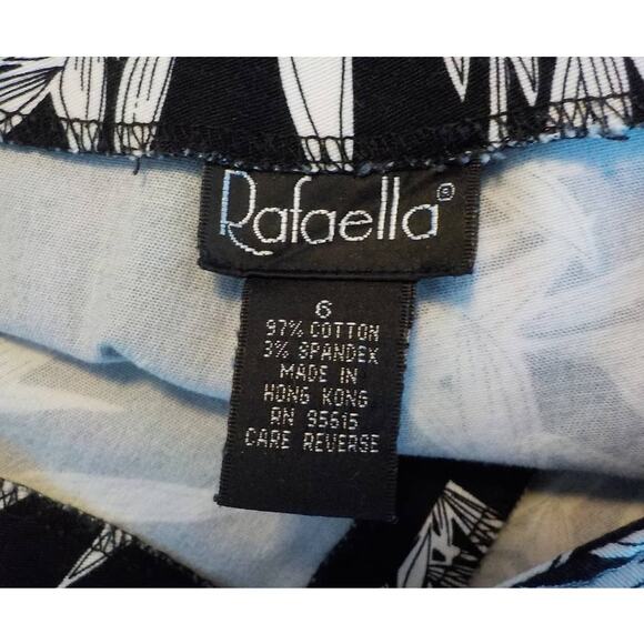 Rafaella Black Crop Pants with Leaves Print Women size 6 Stretch Cotton Zip Up - Picture 3 of 5